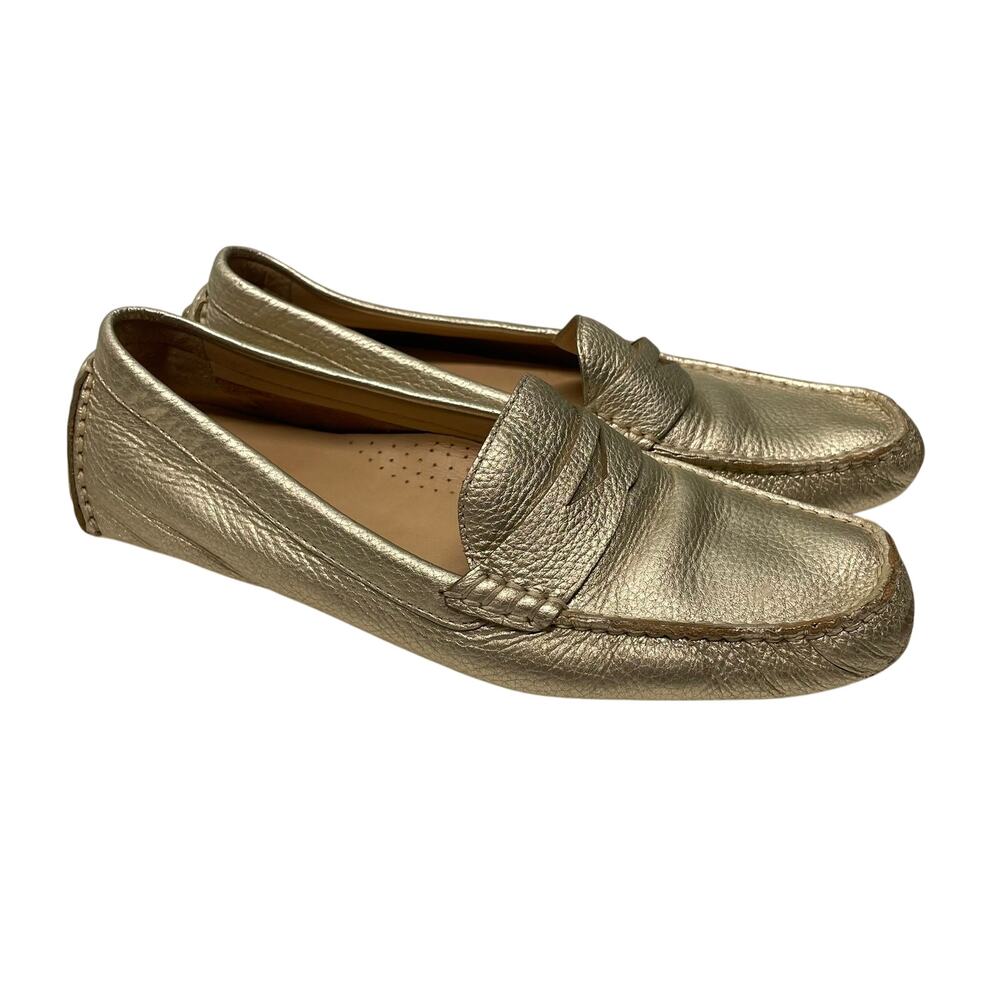 Cole Haan Womens Driver Loafer Shoes Gold 9AA Old Money Slight Wear